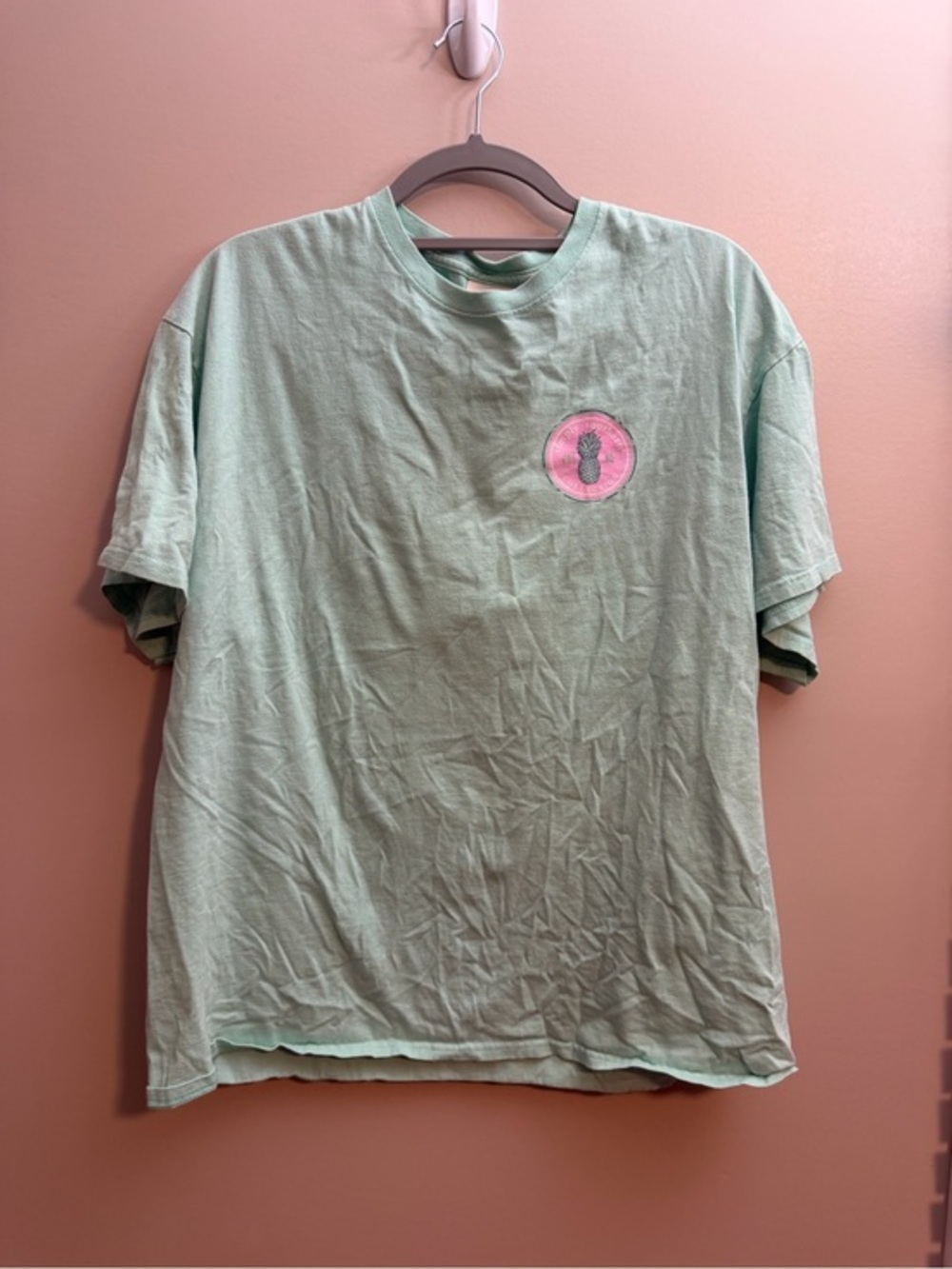 Simply Southern Mint Green Short Sleeve Tee with Pink Pineapple Patch
